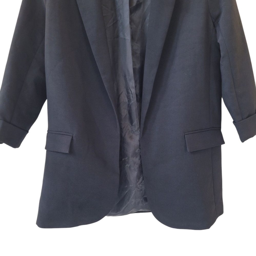 ALPHA & OMEGA Outerwear Black Open Front 3/4 Sleeve Blazer Jacket Size M - Picture 3 of 16